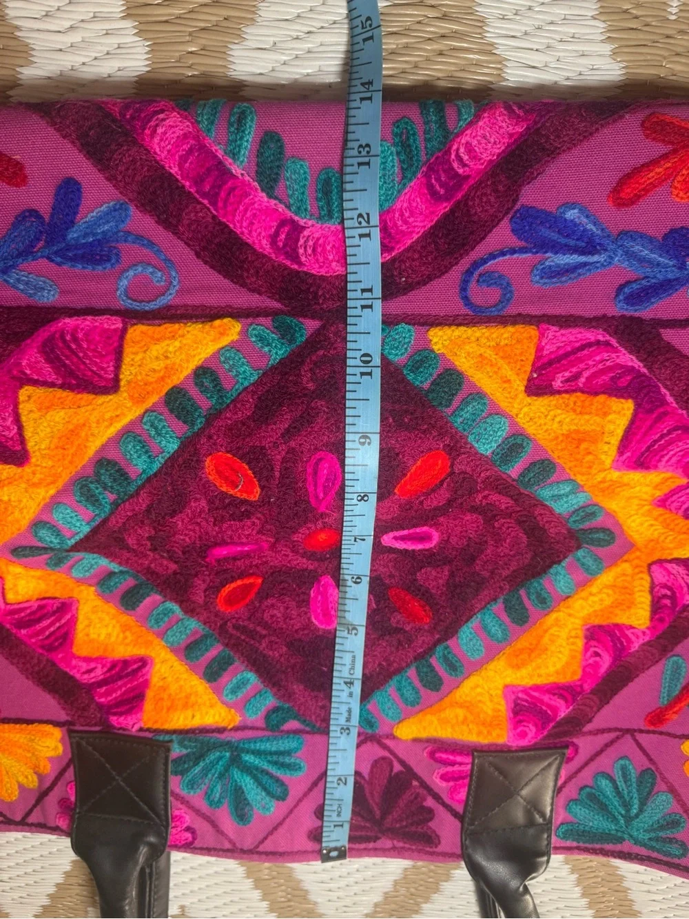 Indian Embroidered Tote Bag • Pink Multicolor • Boho